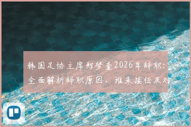 韩国足协主席郑梦奎2026年辞职:全面解析辞职原因、谁来接任及对韩国足球未来影响